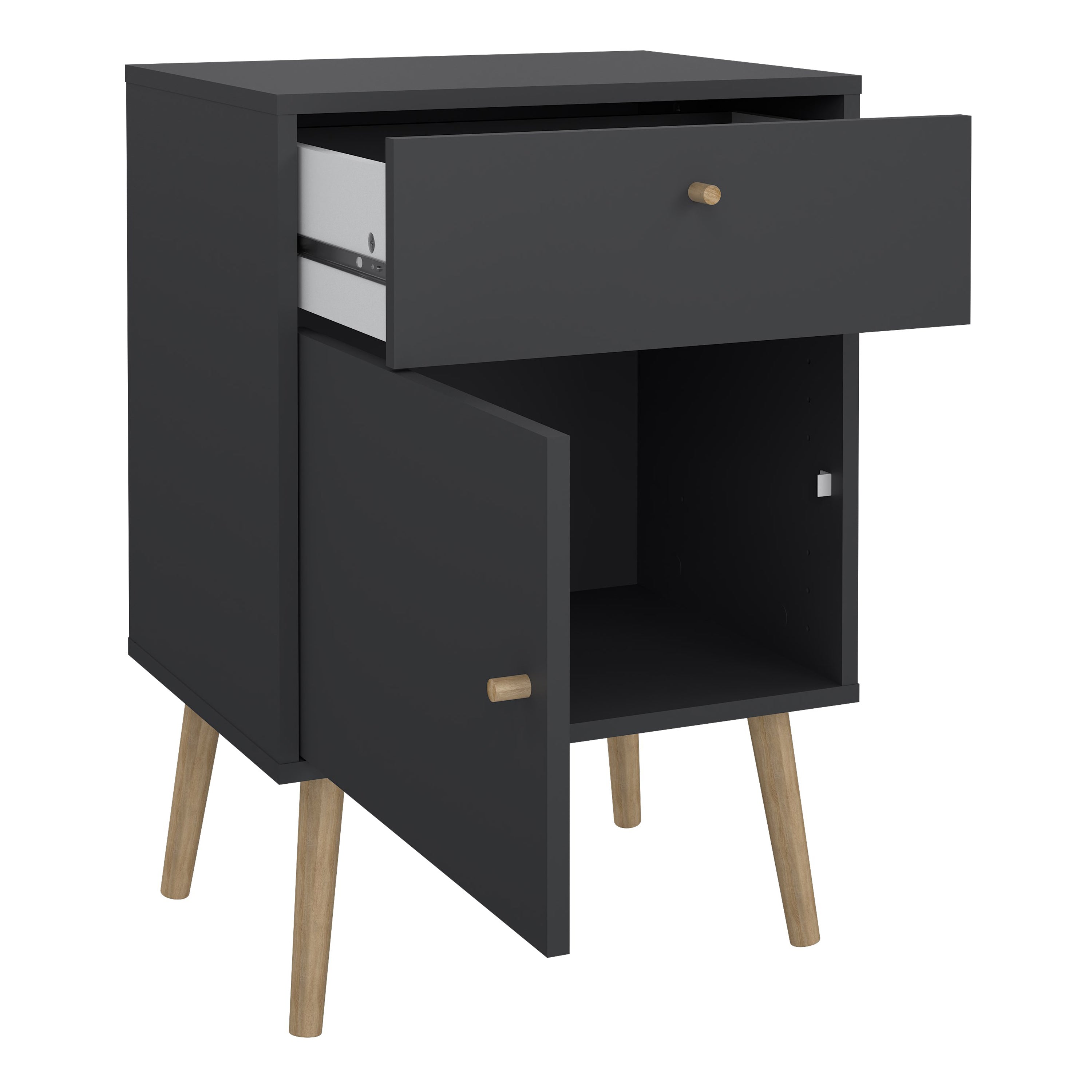 Cumbria Nightstand 1 Door + 1 Drawer Dark Grey – FTG, view 5