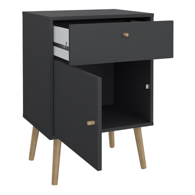 Cumbria Nightstand 1 Door + 1 Drawer Dark Grey – FTG, view 5