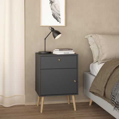 Cumbria Nightstand 1 Door + 1 Drawer Dark Grey – FTG, view 7