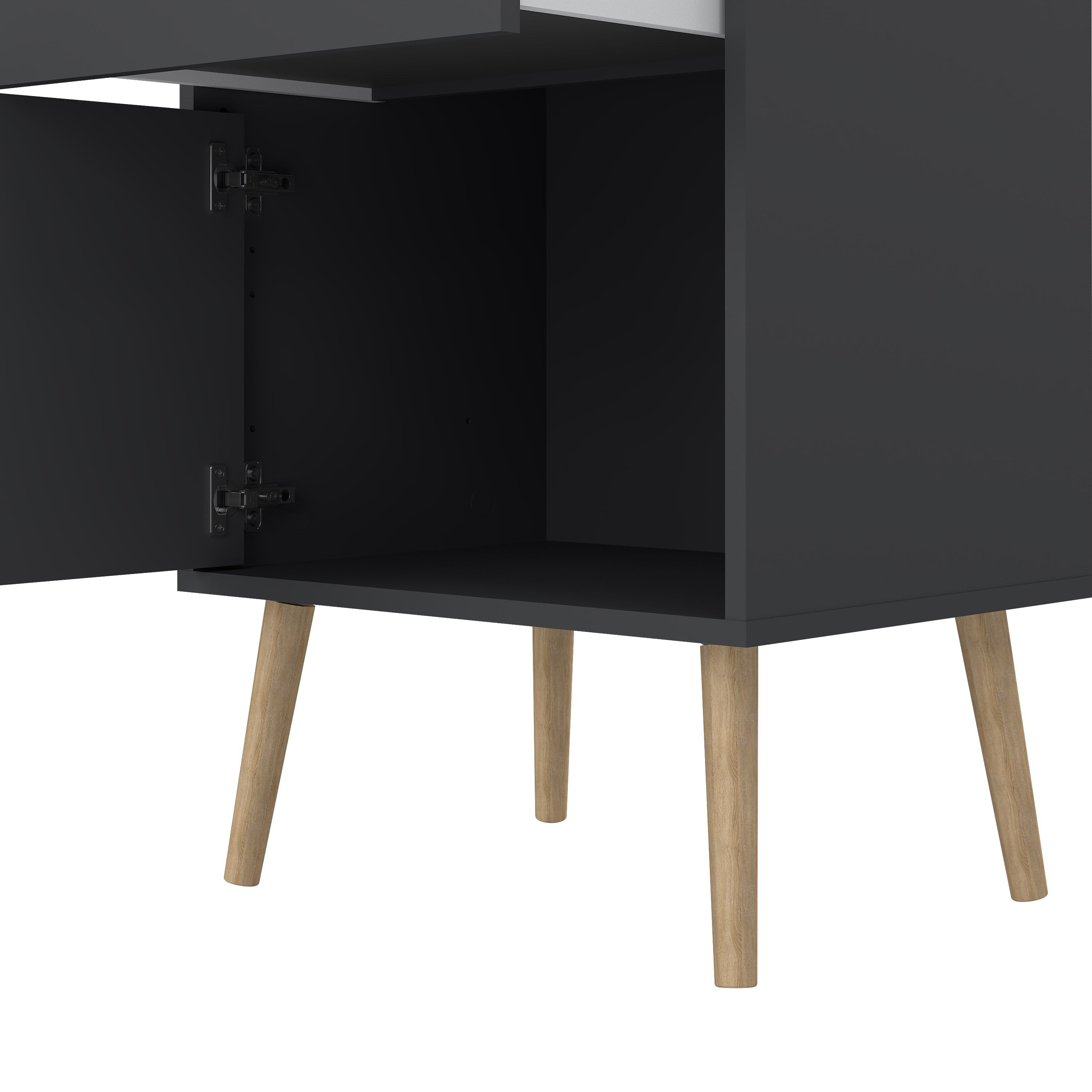 Cumbria Nightstand 1 Door + 1 Drawer Dark Grey – FTG, view 9