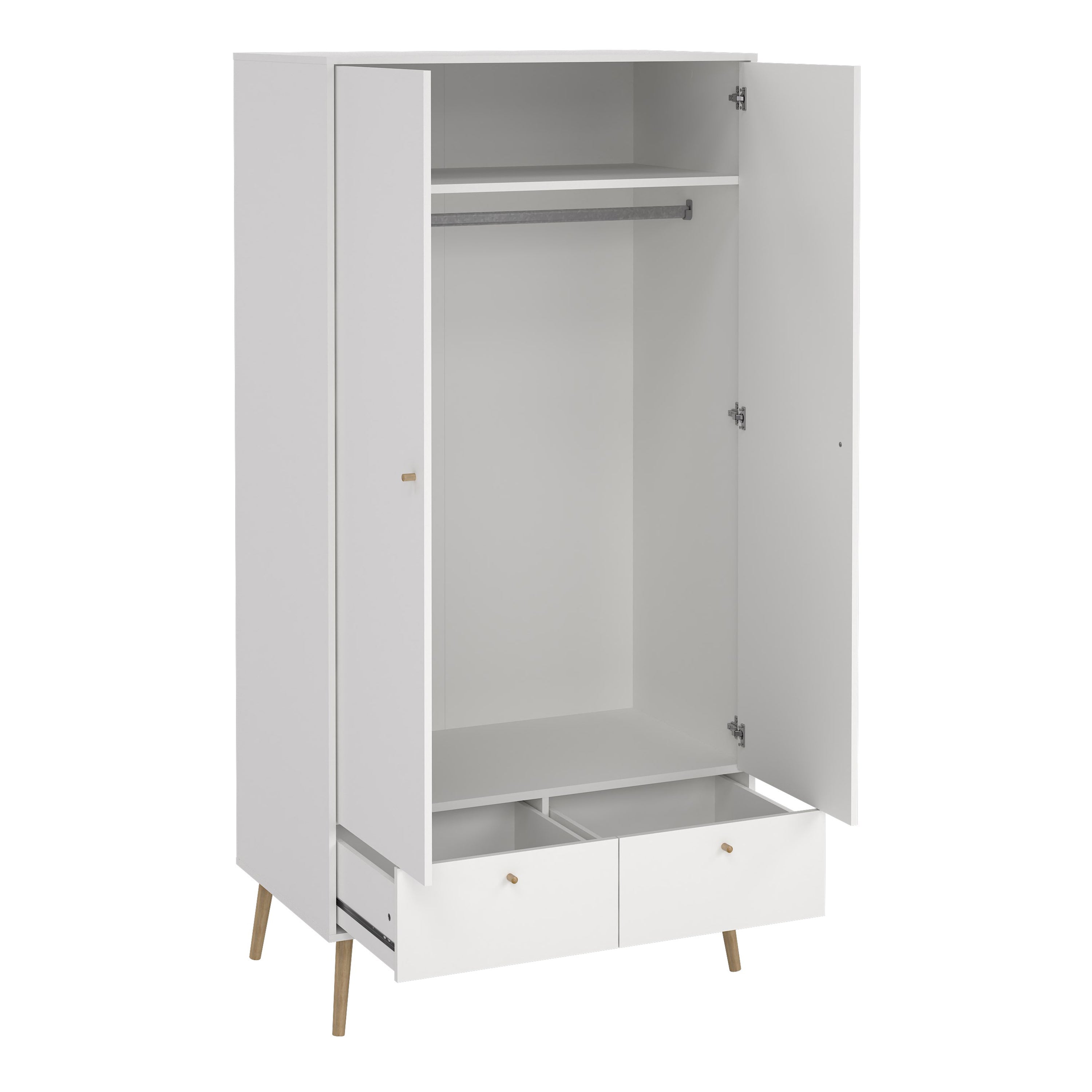 Cumbria Wardrobe with 2 Doors + 2 Drawers White – FTG, view 5