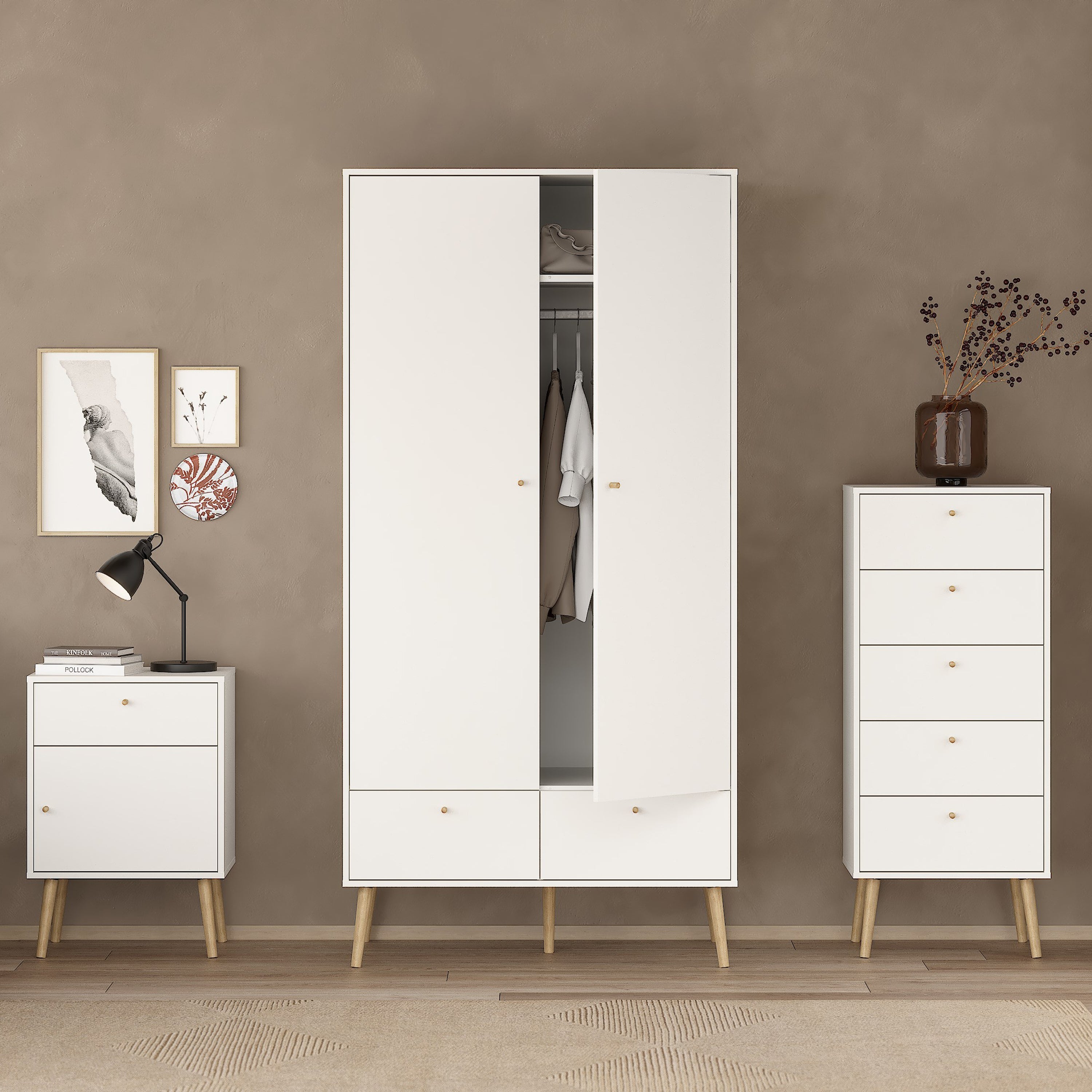 Cumbria Wardrobe with 2 Doors + 2 Drawers White – FTG, view 7