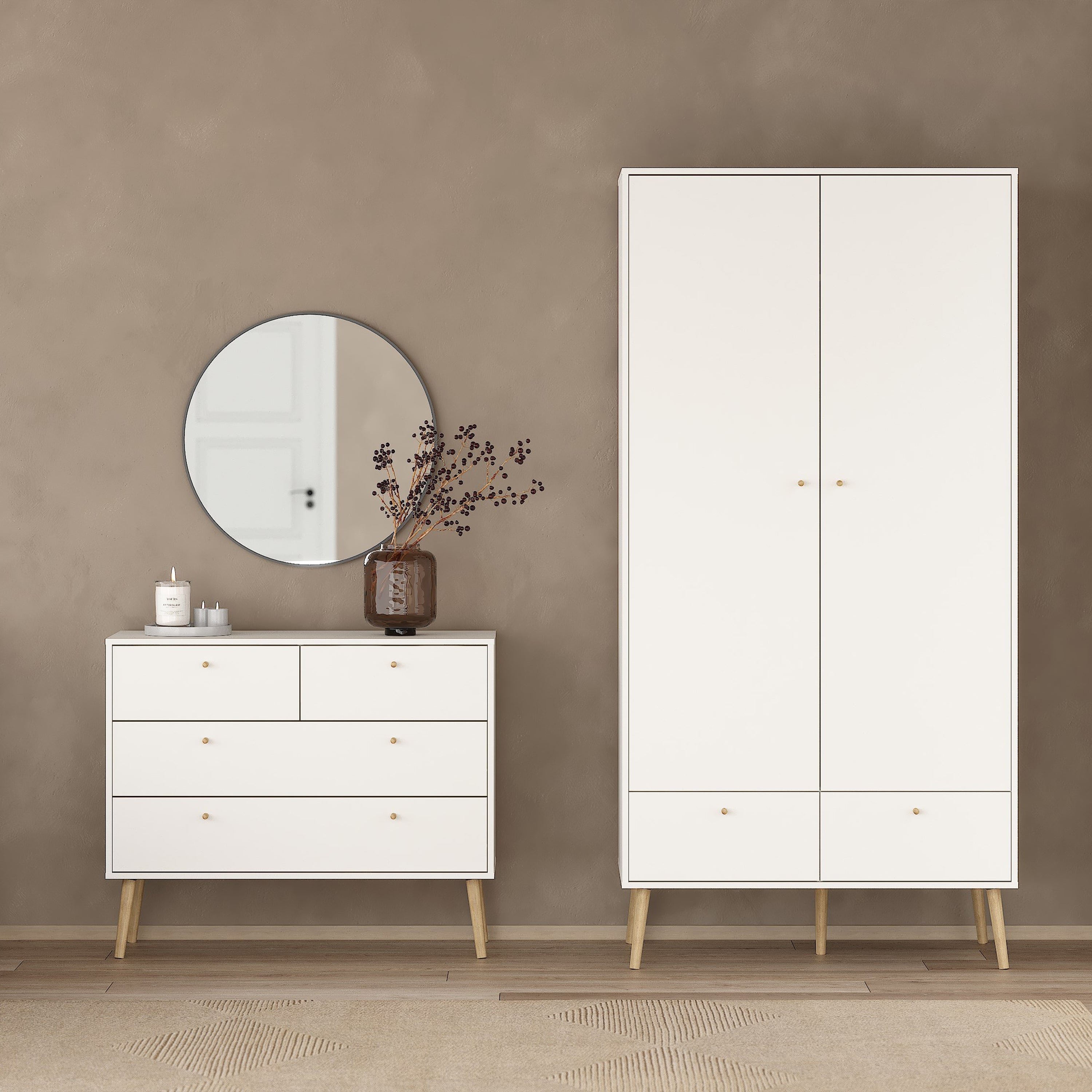 Cumbria Wardrobe with 2 Doors + 2 Drawers White – FTG, view 8
