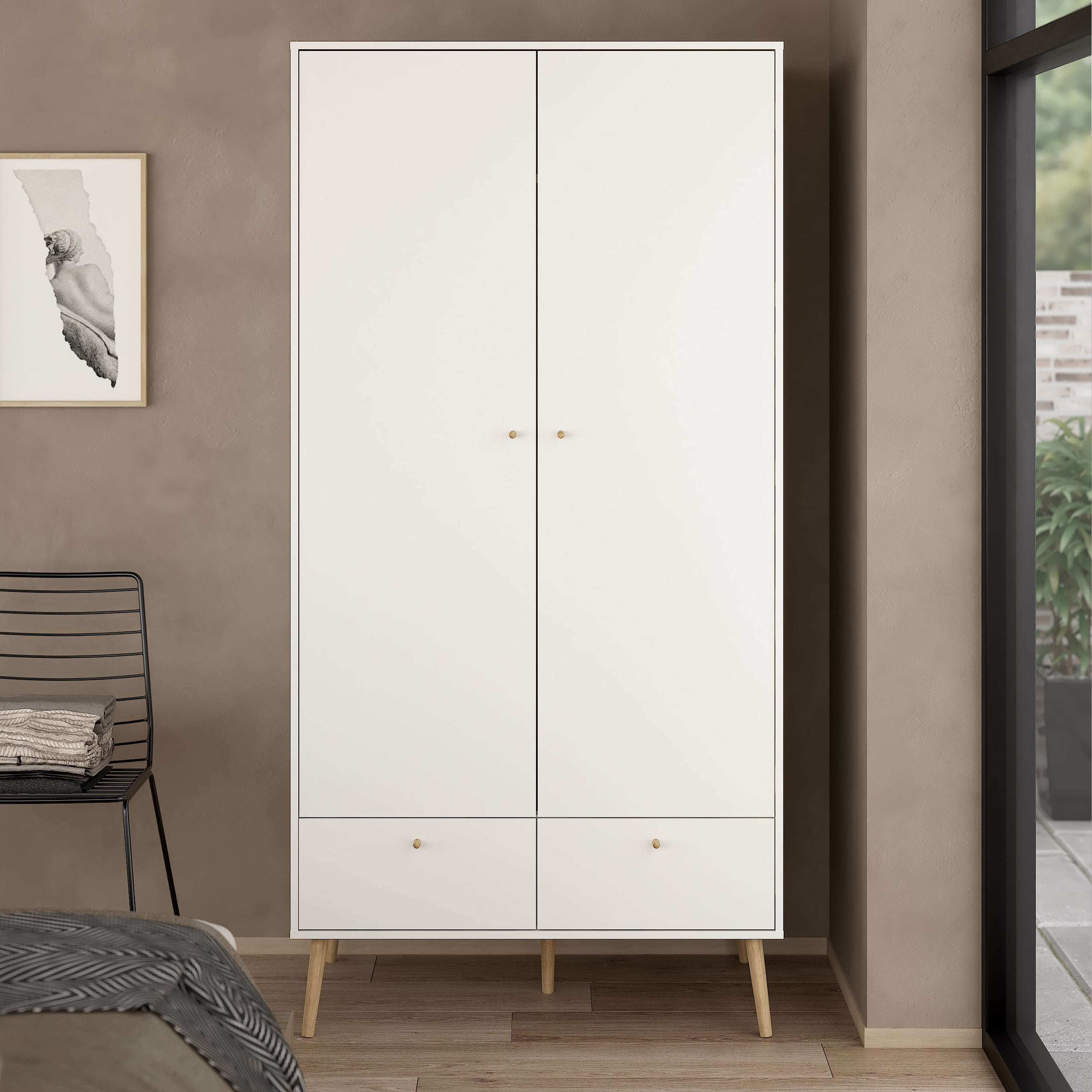 Cumbria Wardrobe with 2 Doors + 2 Drawers White – FTG, view 9