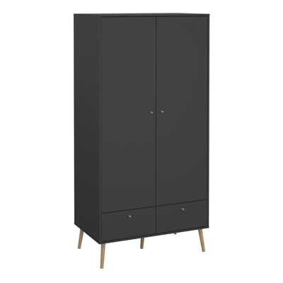Cumbria Wardrobe with 2 Doors + 2 Drawers Dark Grey – FTG