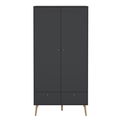 Cumbria Wardrobe with 2 Doors + 2 Drawers Dark Grey – FTG, view 2