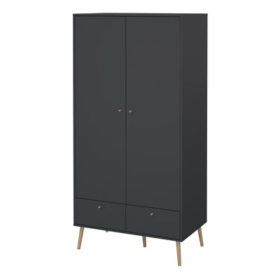 Cumbria Wardrobe with 2 Doors + 2 Drawers Dark Grey – FTG, view 3