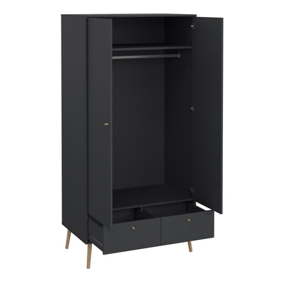 Cumbria Wardrobe with 2 Doors + 2 Drawers Dark Grey – FTG, view 5