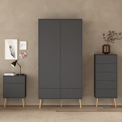 Cumbria Wardrobe with 2 Doors + 2 Drawers Dark Grey – FTG, view 6