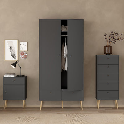Cumbria Wardrobe with 2 Doors + 2 Drawers Dark Grey – FTG, view 7