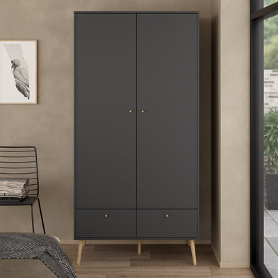 Cumbria Wardrobe with 2 Doors + 2 Drawers Dark Grey – FTG, view 9
