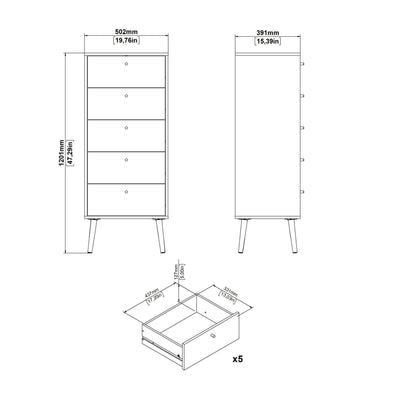 Cumbria Chest 5 Drawers White – FTG, view 10