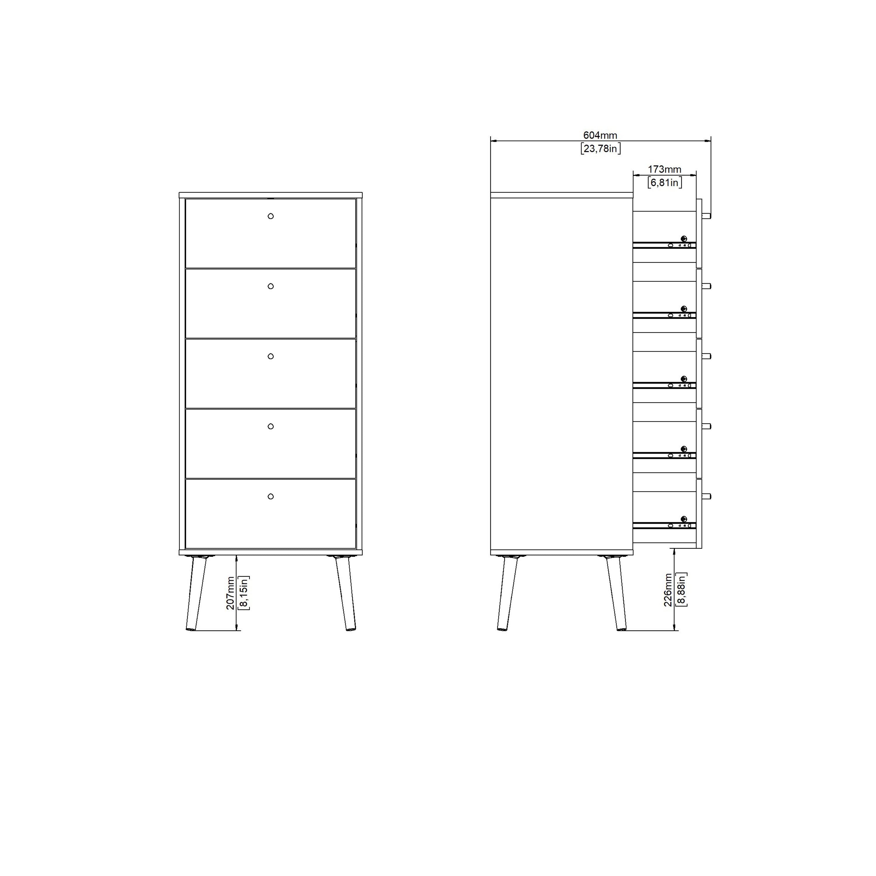 Cumbria Chest 5 Drawers White – FTG, view 11