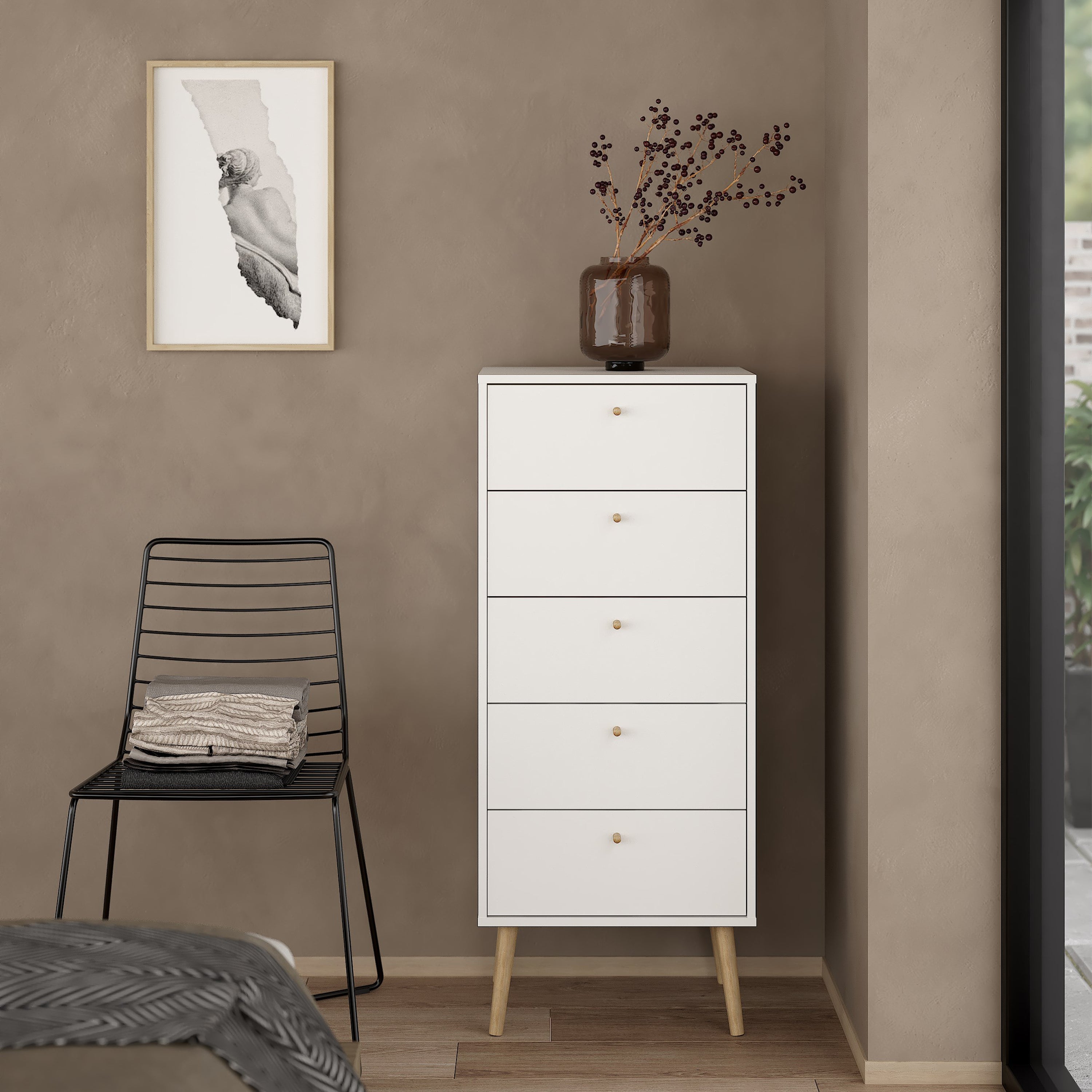Cumbria Chest 5 Drawers White – FTG, view 7