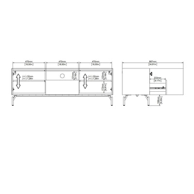 Kendall TV-Unit with 2 Doors + 1 Drawer Oak and Black – FTG, view 10