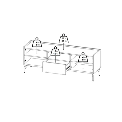 Kendall TV-Unit with 2 Doors + 1 Drawer Oak and Black – FTG, view 11