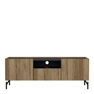 Kendall TV-Unit with 2 Doors + 1 Drawer Oak and Black – FTG, view 2