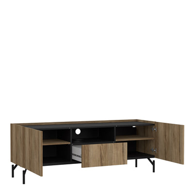 Kendall TV-Unit with 2 Doors + 1 Drawer Oak and Black – FTG, view 4