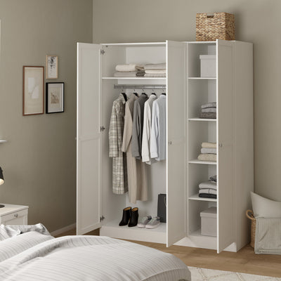 Brande Wardrobe with 3 Frame Doors in White – FTG