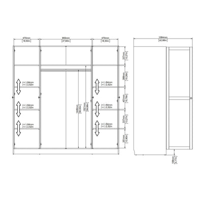 Brande Wardrobe with 4 Frame Doors in White – FTG, view 13