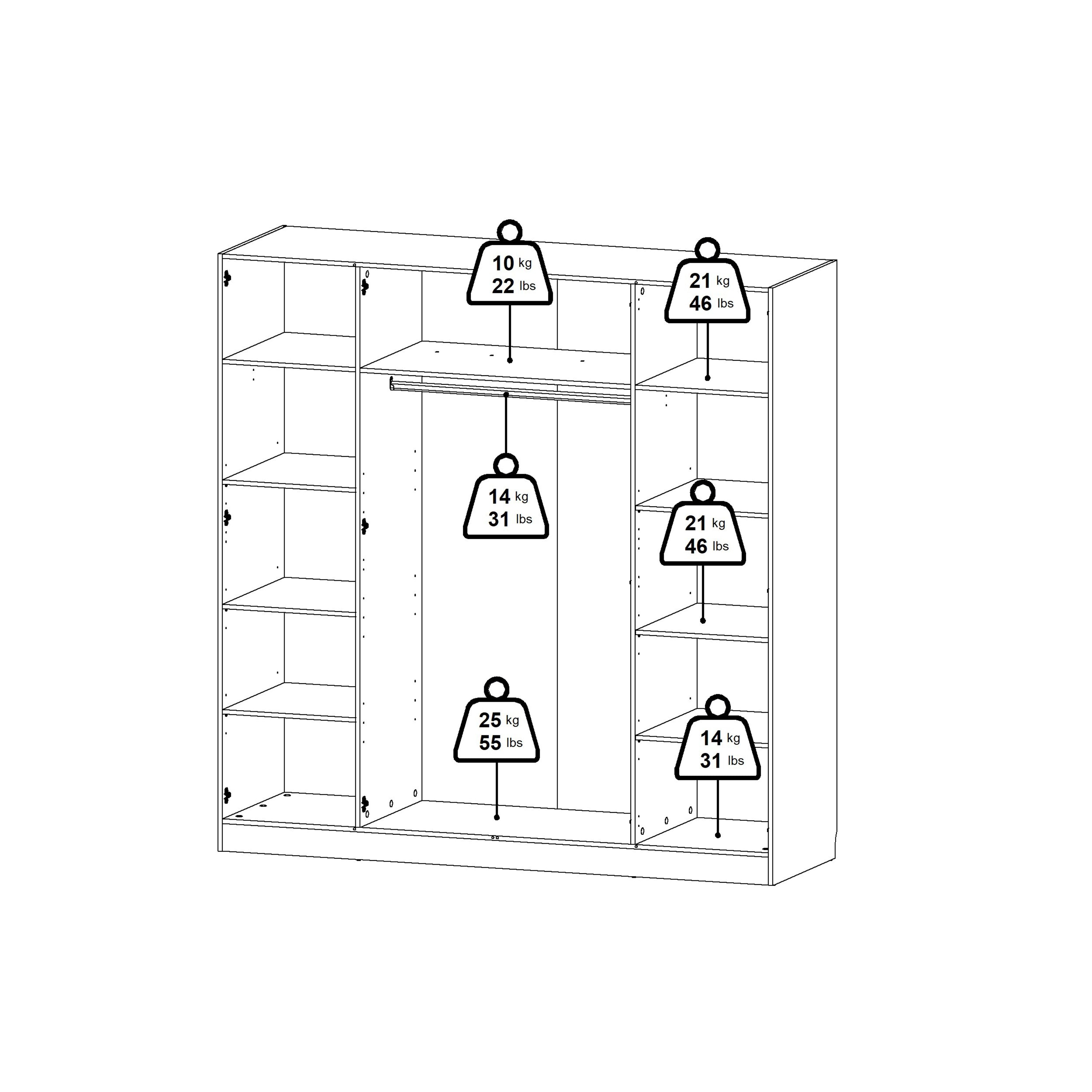 Brande Wardrobe with 4 Frame Doors in White – FTG, view 14