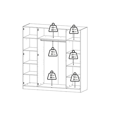 Brande Wardrobe with 4 Frame Doors in White – FTG, view 14