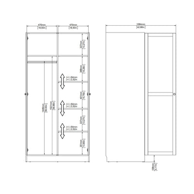 Brande Wardrobe with 2 Frame Doors in White – FTG, view 7
