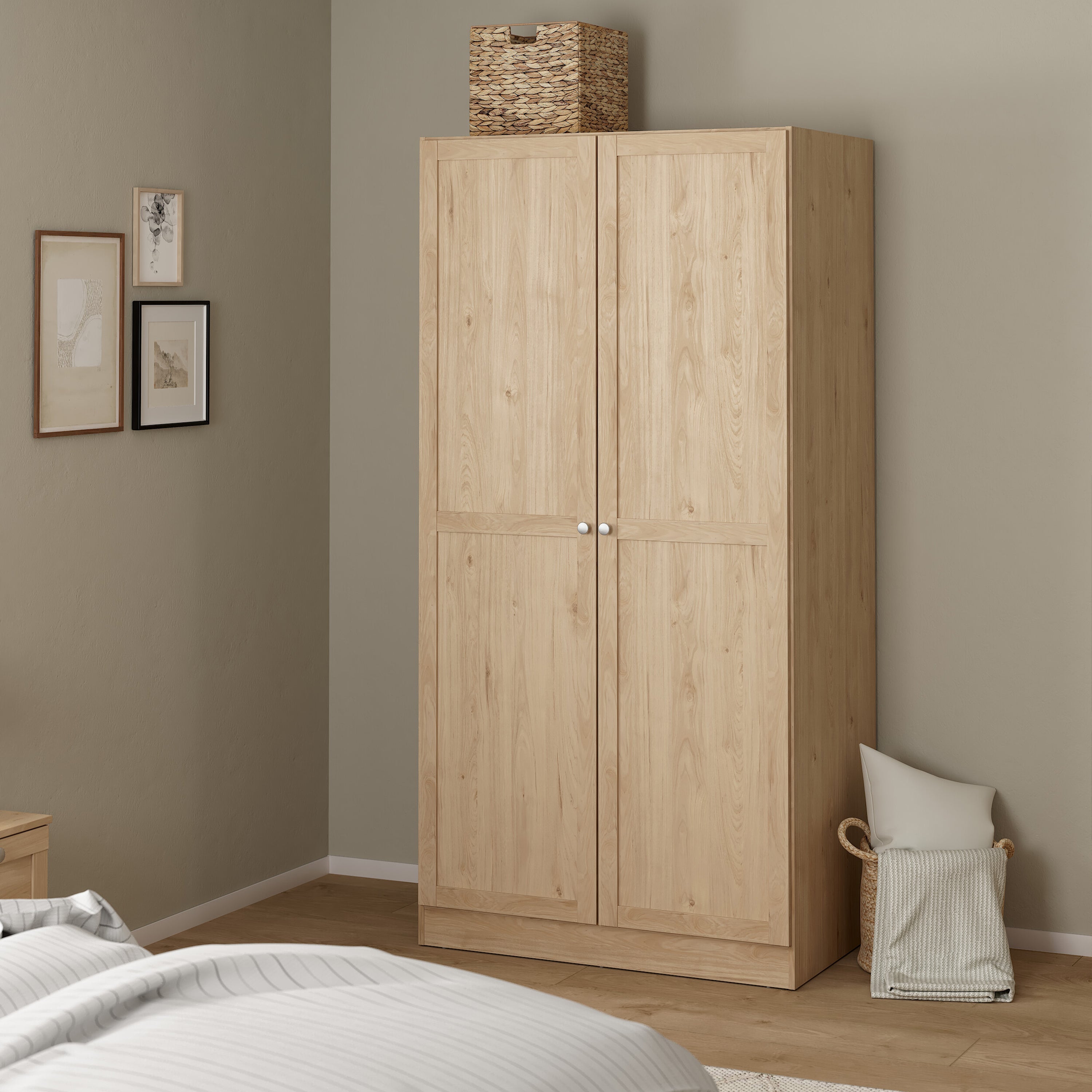 Brande Wardrobe with 2 Frame Doors in Jackson Hickory – FTG, view 8