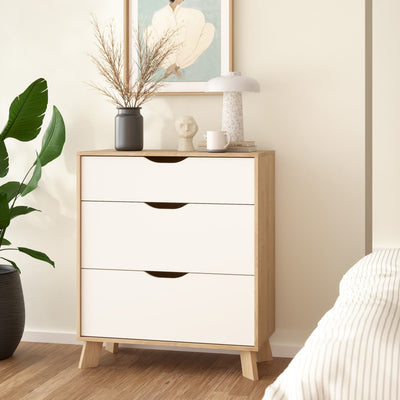 Ikast Chest 3 Drawers in Jackson Hickory and White – FTG, view 7