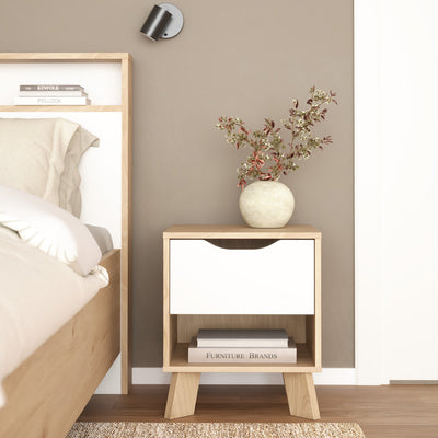 Ikast Nightstand 1 Drawer in Jackson Hickory and White – FTG, view 10