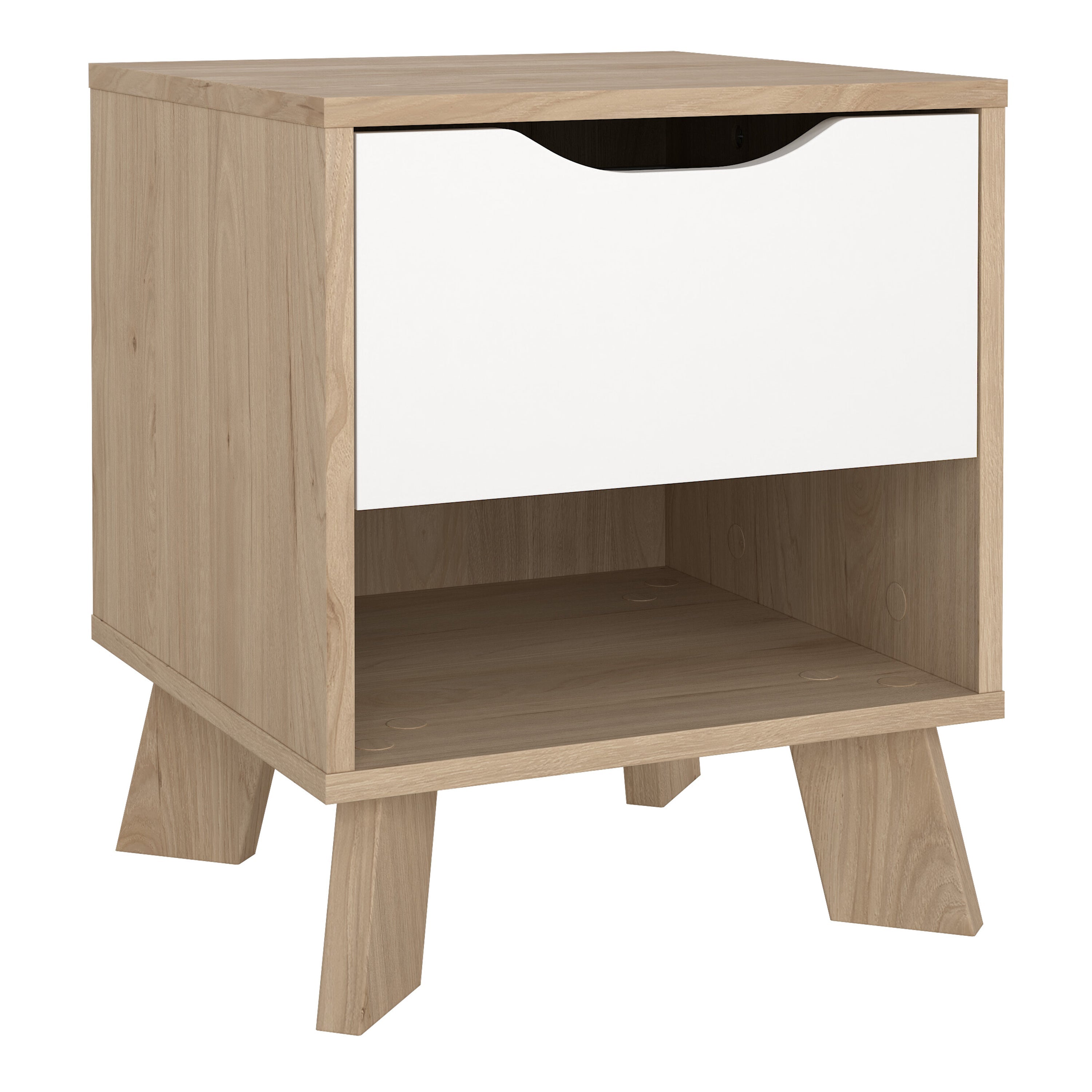 Ikast Nightstand 1 Drawer in Jackson Hickory and White – FTG