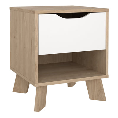 Ikast Nightstand 1 Drawer in Jackson Hickory and White – FTG