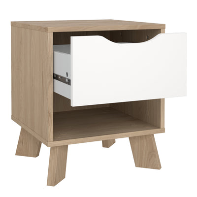 Ikast Nightstand 1 Drawer in Jackson Hickory and White – FTG, view 6