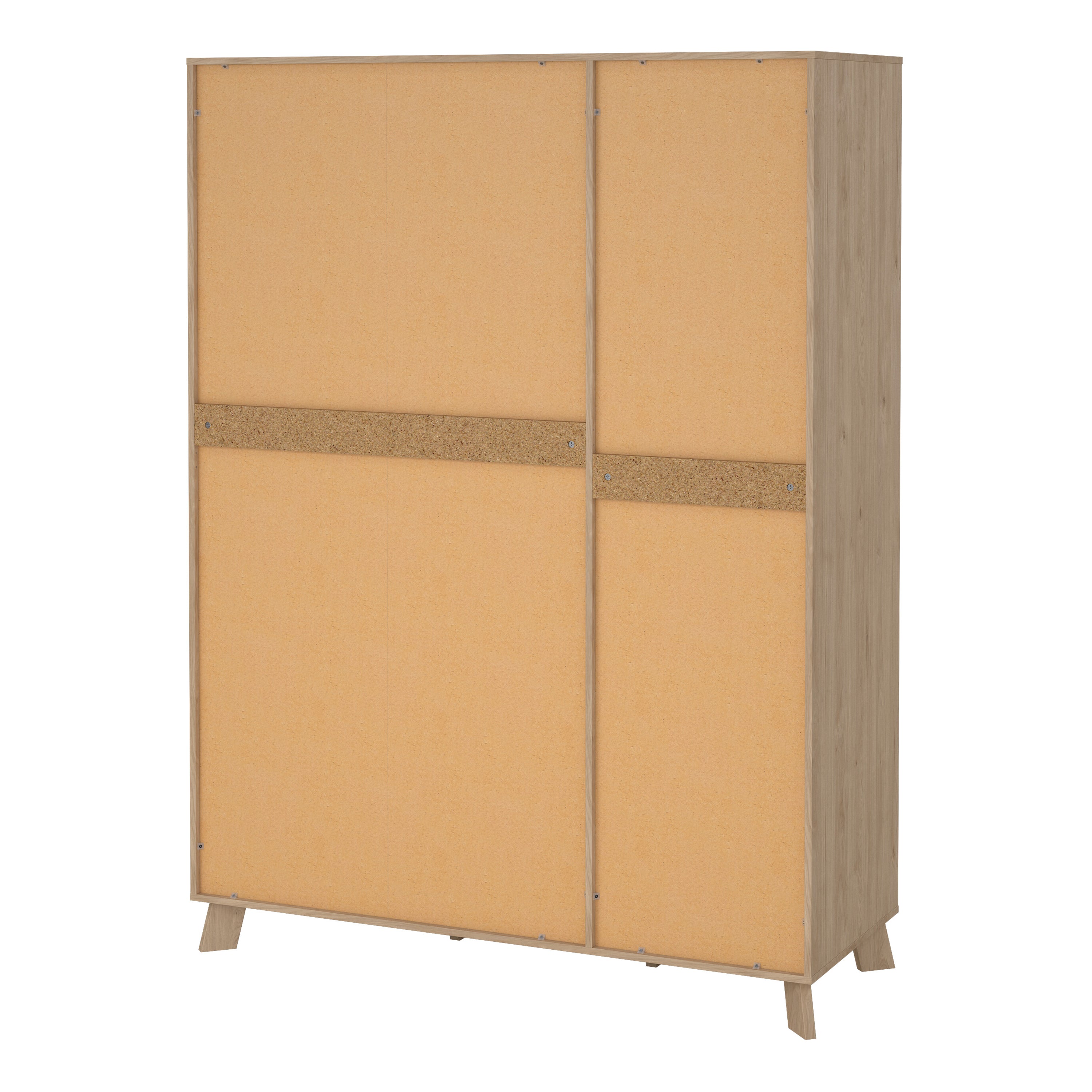 Ikast Wardrobe 3 Doors and 2 Drawers with Mirror in Jackson Hickory and White – FTG, view 5