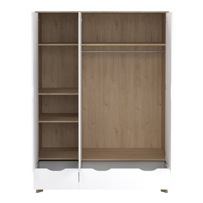 Ikast Wardrobe 3 Doors and 2 Drawers with Mirror in Jackson Hickory and White – FTG, view 7