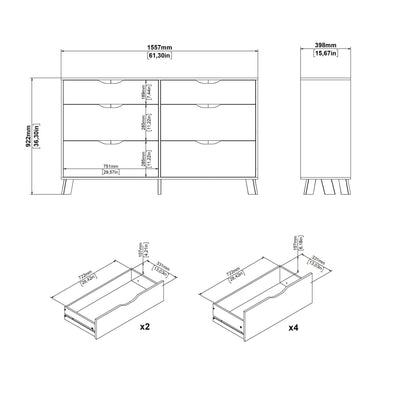 Ikast 6 Drawers Double Dresser in Jackson Hickory and White – FTG, view 12
