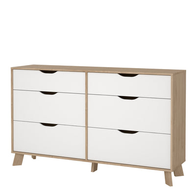 Ikast 6 Drawers Double Dresser in Jackson Hickory and White – FTG, view 3