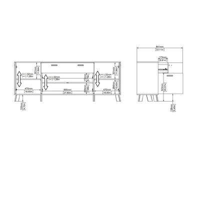 Ikast Sideboard 4 Doors + 1 Drawer in Jackson Hickory and White – FTG, view 12