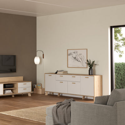Ikast Sideboard 4 Doors + 1 Drawer in Jackson Hickory and White – FTG, view 7