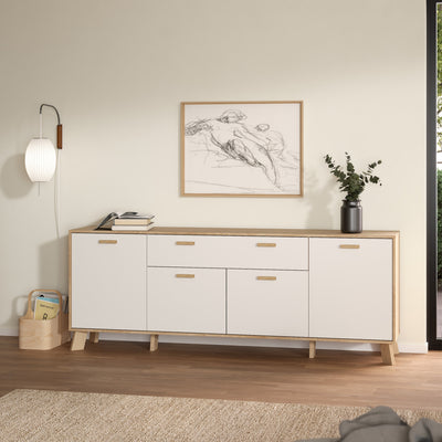 Ikast Sideboard 4 Doors + 1 Drawer in Jackson Hickory and White – FTG, view 8