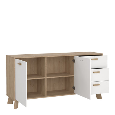 Ikast Sideboard 2 Doors + 3 Drawers in Jackson Hickory and White – FTG, view 6