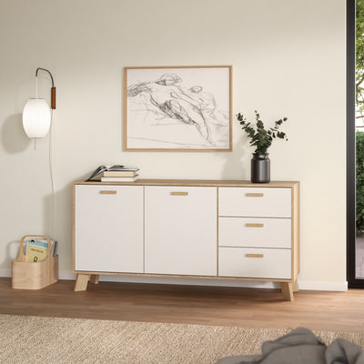 Ikast Sideboard 2 Doors + 3 Drawers in Jackson Hickory and White – FTG, view 8
