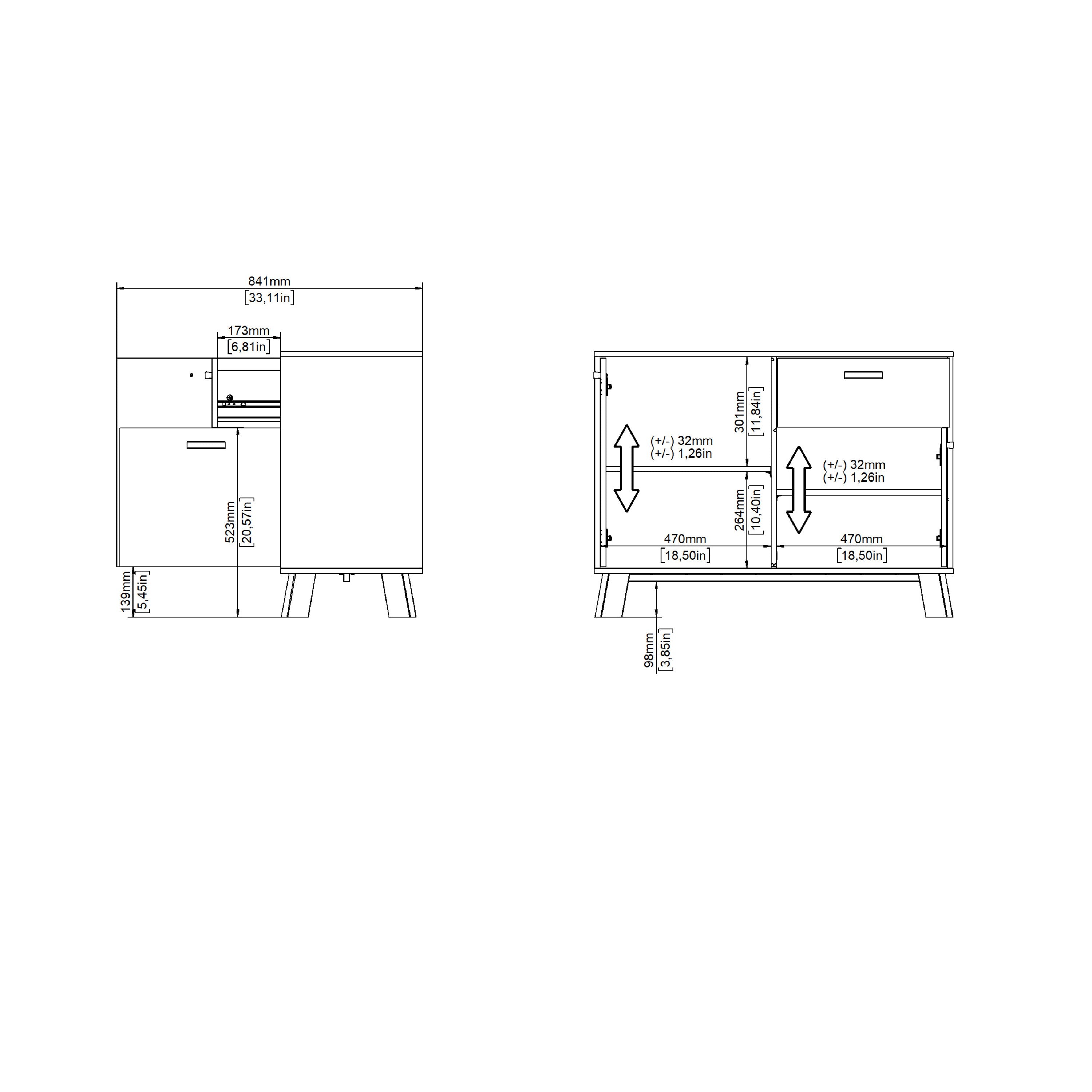 Ikast Sideboard 2 Doors + 1 Drawer in Jackson Hickory and White – FTG, view 12