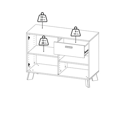 Ikast Sideboard 2 Doors + 1 Drawer in Jackson Hickory and White – FTG, view 13