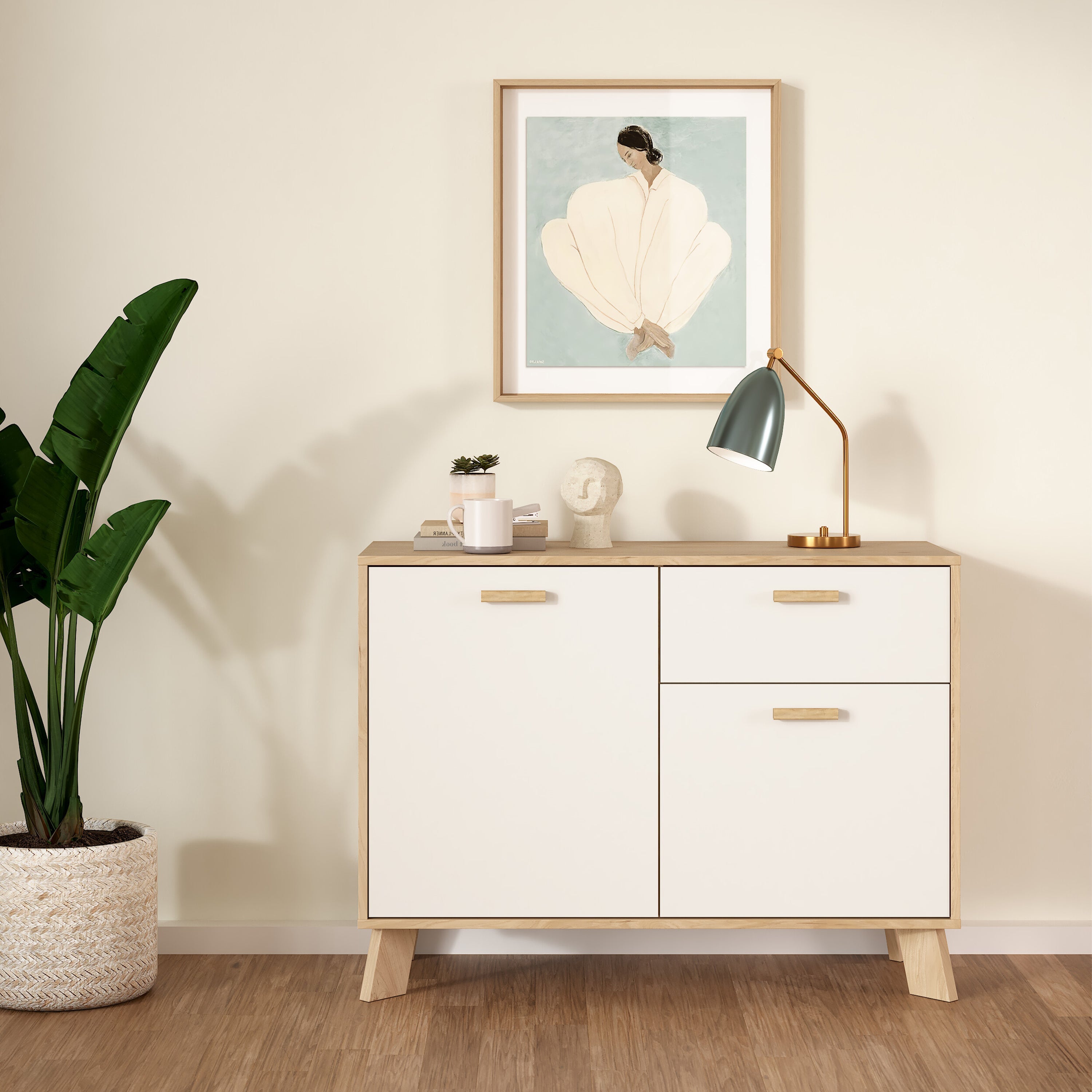 Ikast Sideboard 2 Doors + 1 Drawer in Jackson Hickory and White – FTG, view 8