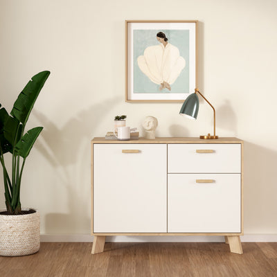 Ikast Sideboard 2 Doors + 1 Drawer in Jackson Hickory and White – FTG, view 8