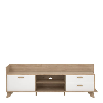 Ikast TV-unit with 1 Door + 2 Drawers in Jackson Hickory and White – FTG, view 2