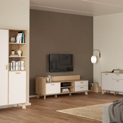 Ikast TV-unit with 1 Door + 2 Drawers in Jackson Hickory and White – FTG, view 7