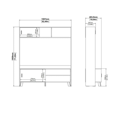 Ikast TV-Wall Unit with 2 Sliding Doors in Jackson Hickory and White – FTG, view 12