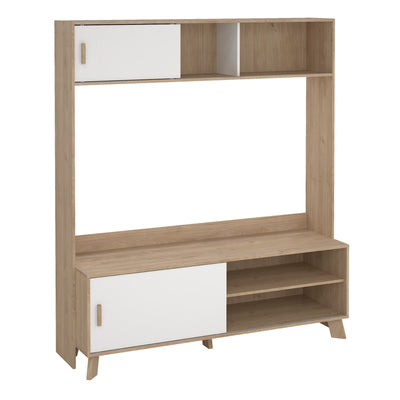 Ikast TV-Wall Unit with 2 Sliding Doors in Jackson Hickory and White – FTG